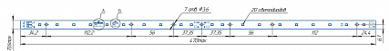 Светодиодный модуль LINE 470x11.6 AL1 2x10 Lumileds 2835 G CRI80 50KA50